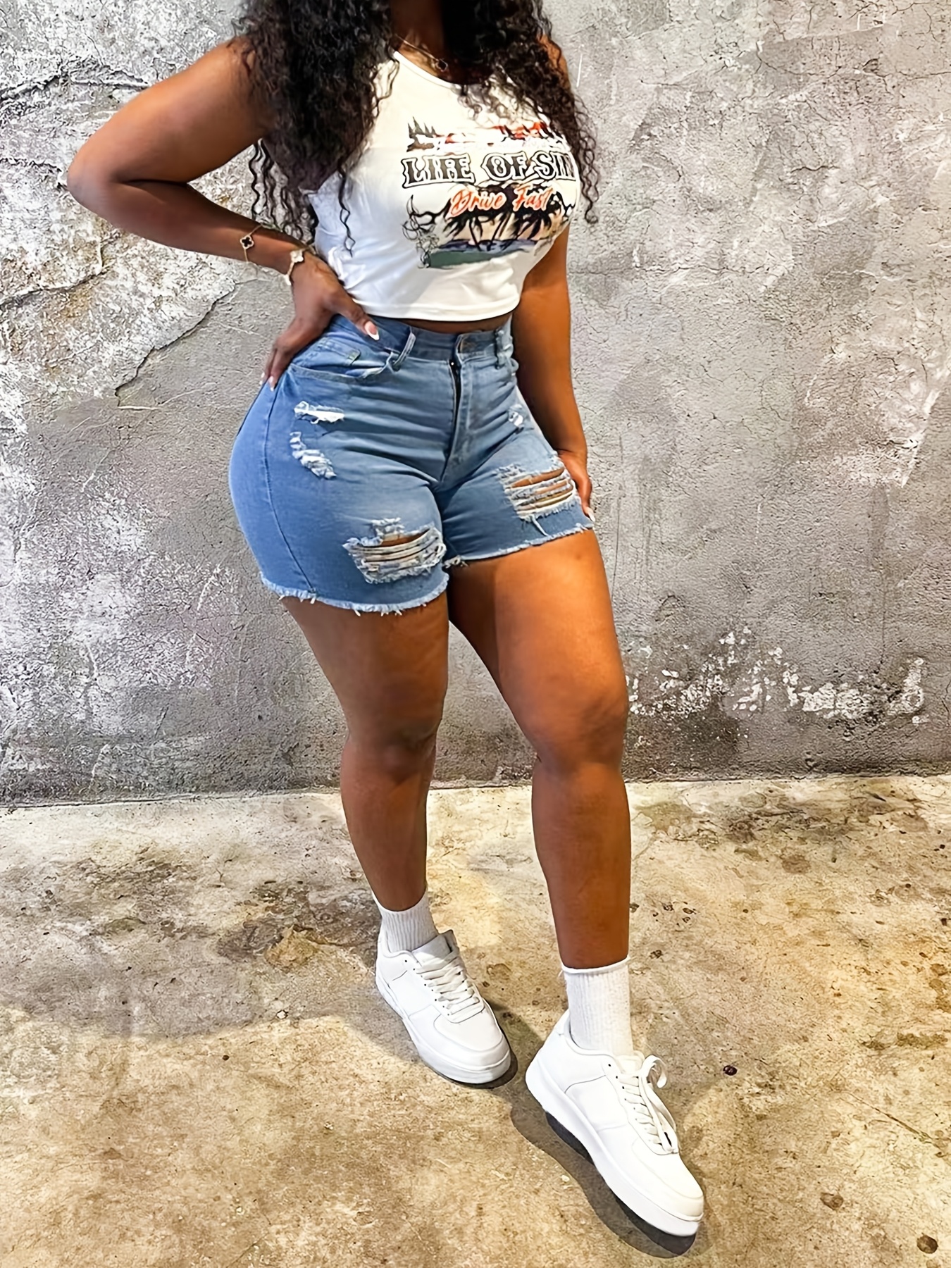 Women Cut Off Denim Shorts For Women Frayed Distressed Jean Short