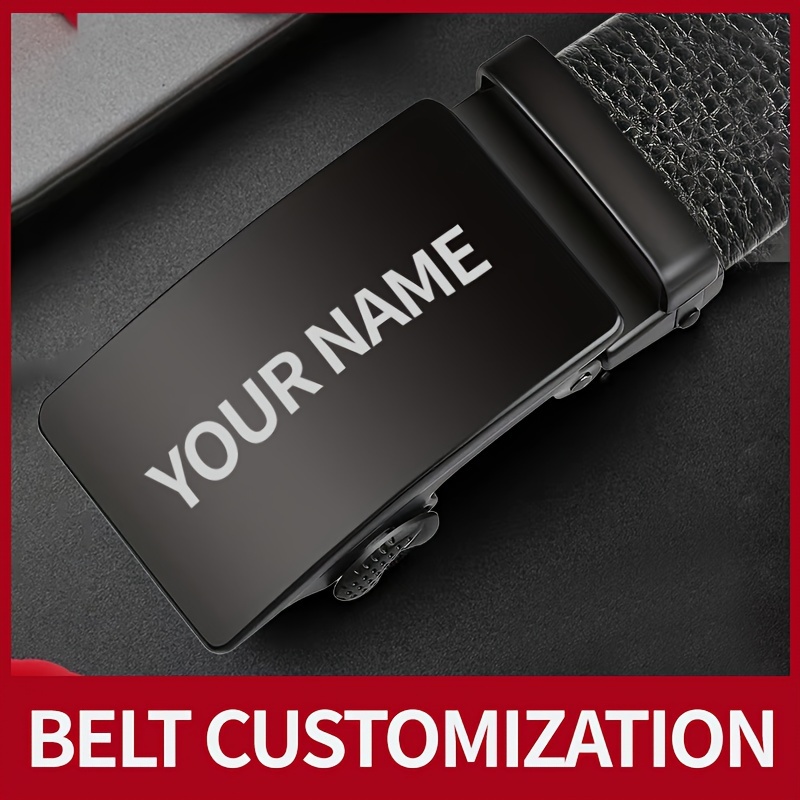 

Custom Engraved Men's Belt - Personalized Black Faux Leather With Automatic , Business Or Casual Wear - Ideal Gift For Boyfriend, Father On Valentine's Day, Halloween, Birthdays