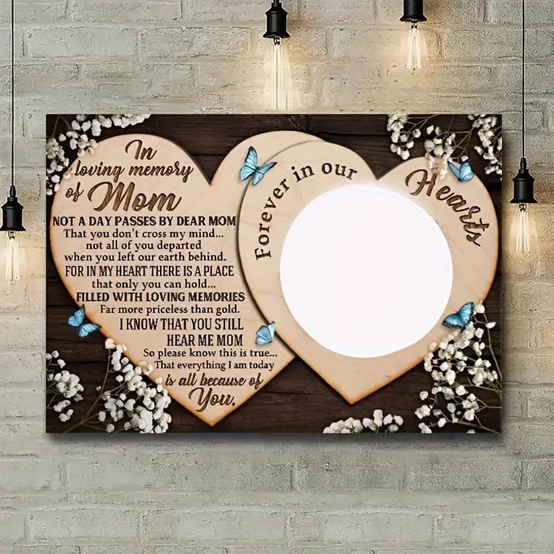 

Personalized Memorial Canvas Art For Lost Mother - Custom Photo With Poetry, Wooden Frame, 11.8"x15.7" - Perfect Condolence Gift, Room Decor