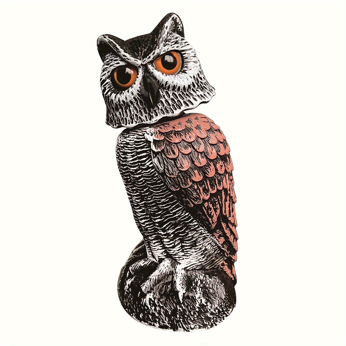 Realistic Fake Owl With Rotating Head - 10.6" Plastic Bird Deterrent For Outdoor Garden & Yard, Halloween Decor
