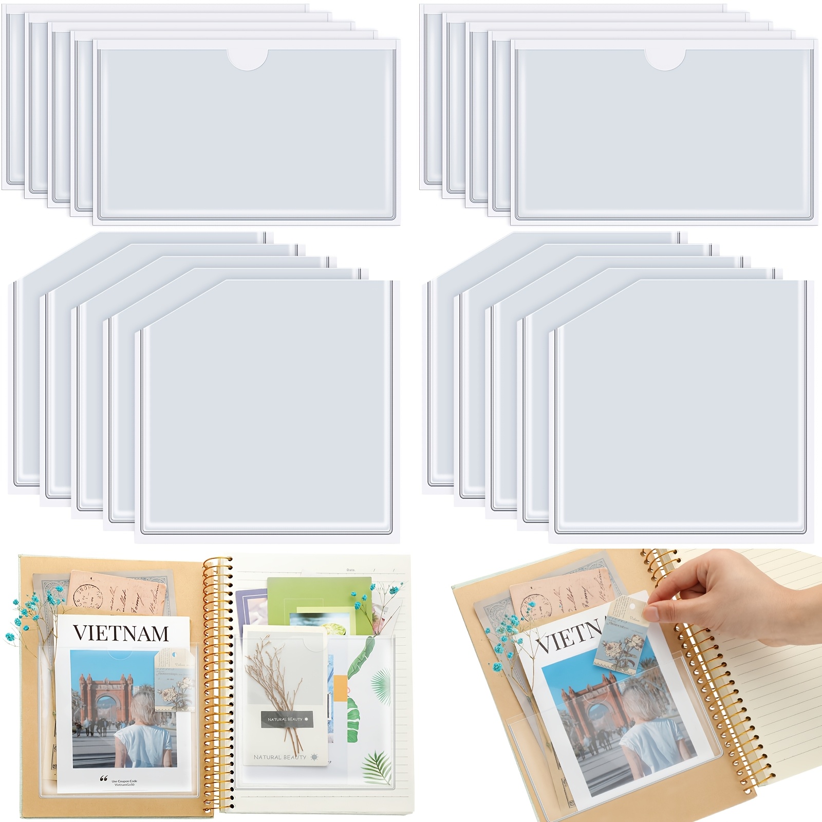 

20pcs Skylety Adhesive For Planners, Clear - , Top , 2 Styles, For Notebooks, Journals, & Accessories