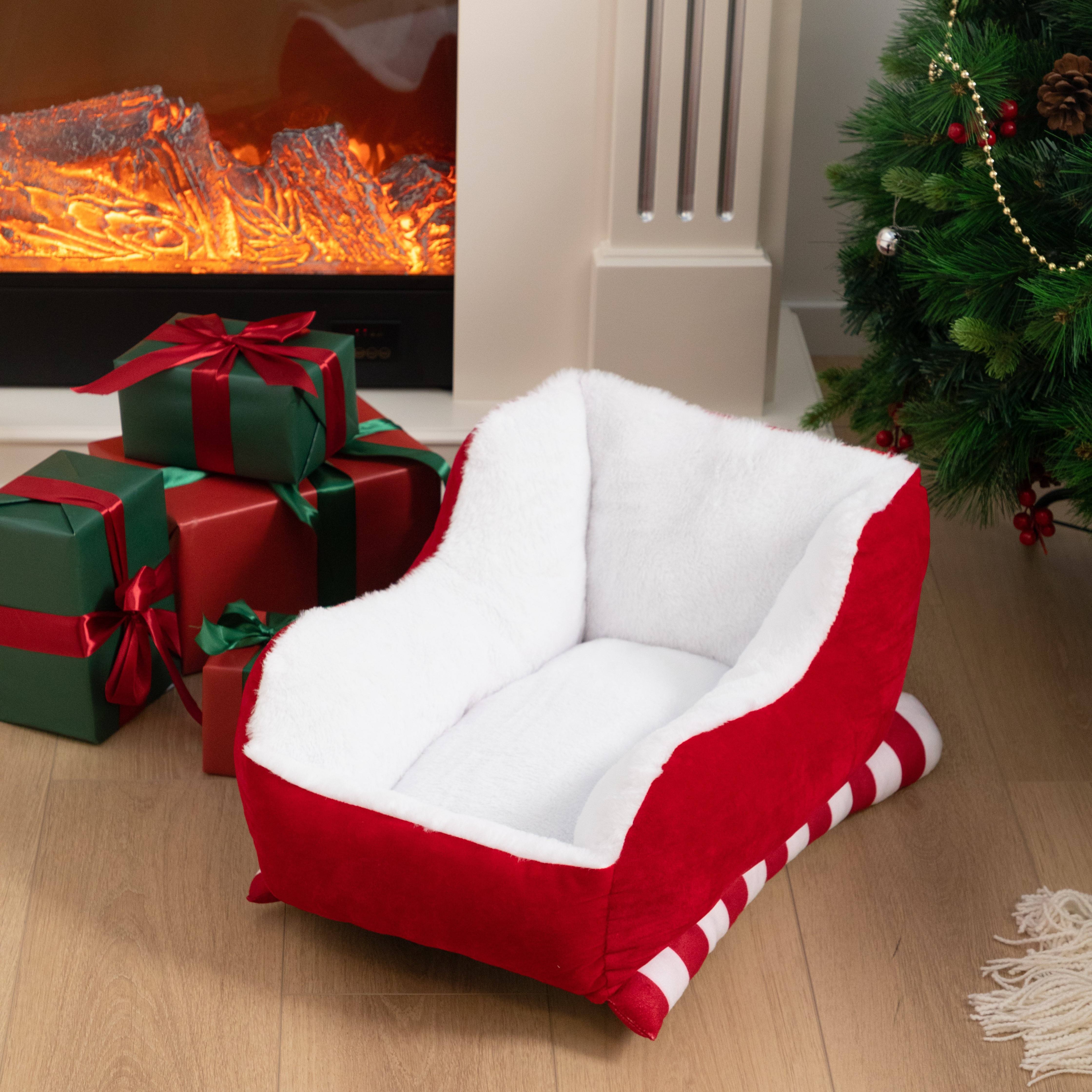 

Cozy Christmas Sleigh Pet Bed - & Fur, Indoor/outdoor Cat And Dog Nest, Breathable , Washable & , Gift For Pets