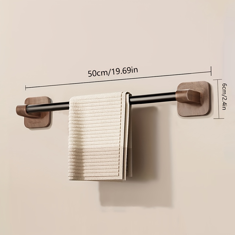 TEMU Porte-serviettes couleur , style perforation, support mural de rangement pour salle de bain, barre unique pour suspendre les serviettes de bain,