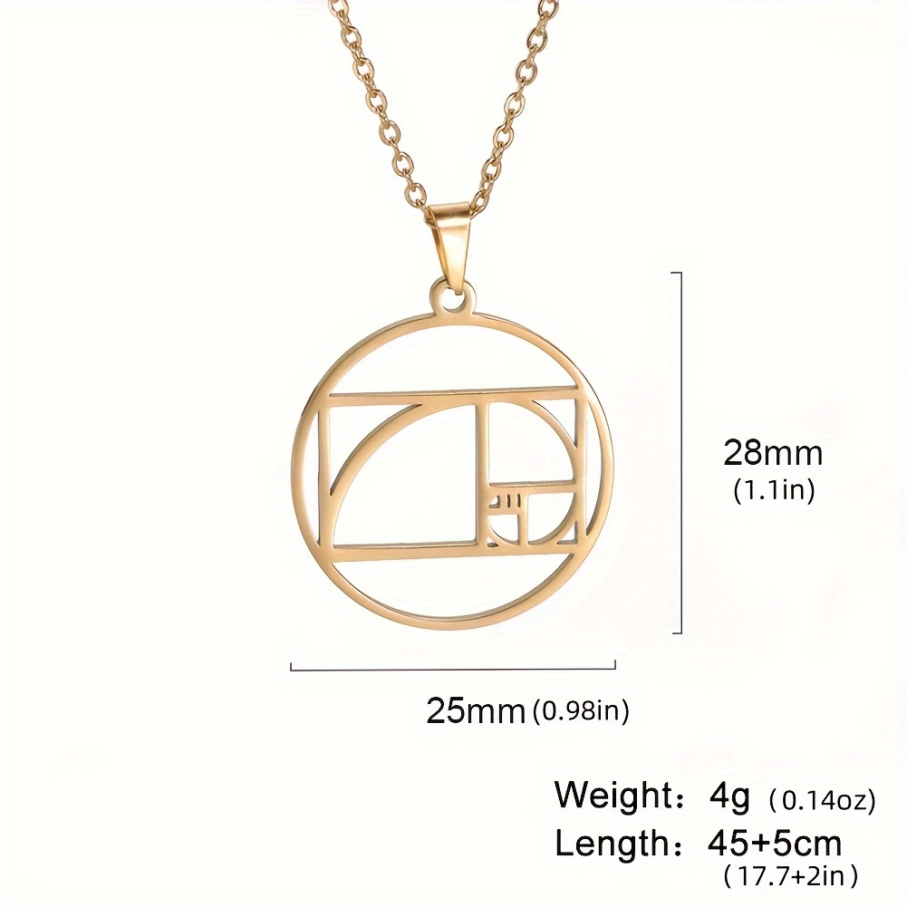 E-shop Amaxer Fibonacci-Spirale Goldener Schnitt Halskette - Geometrisches Spiral-Design Edelstahl Unisex Schmuck für Männer & Frauen, Symbolisches
