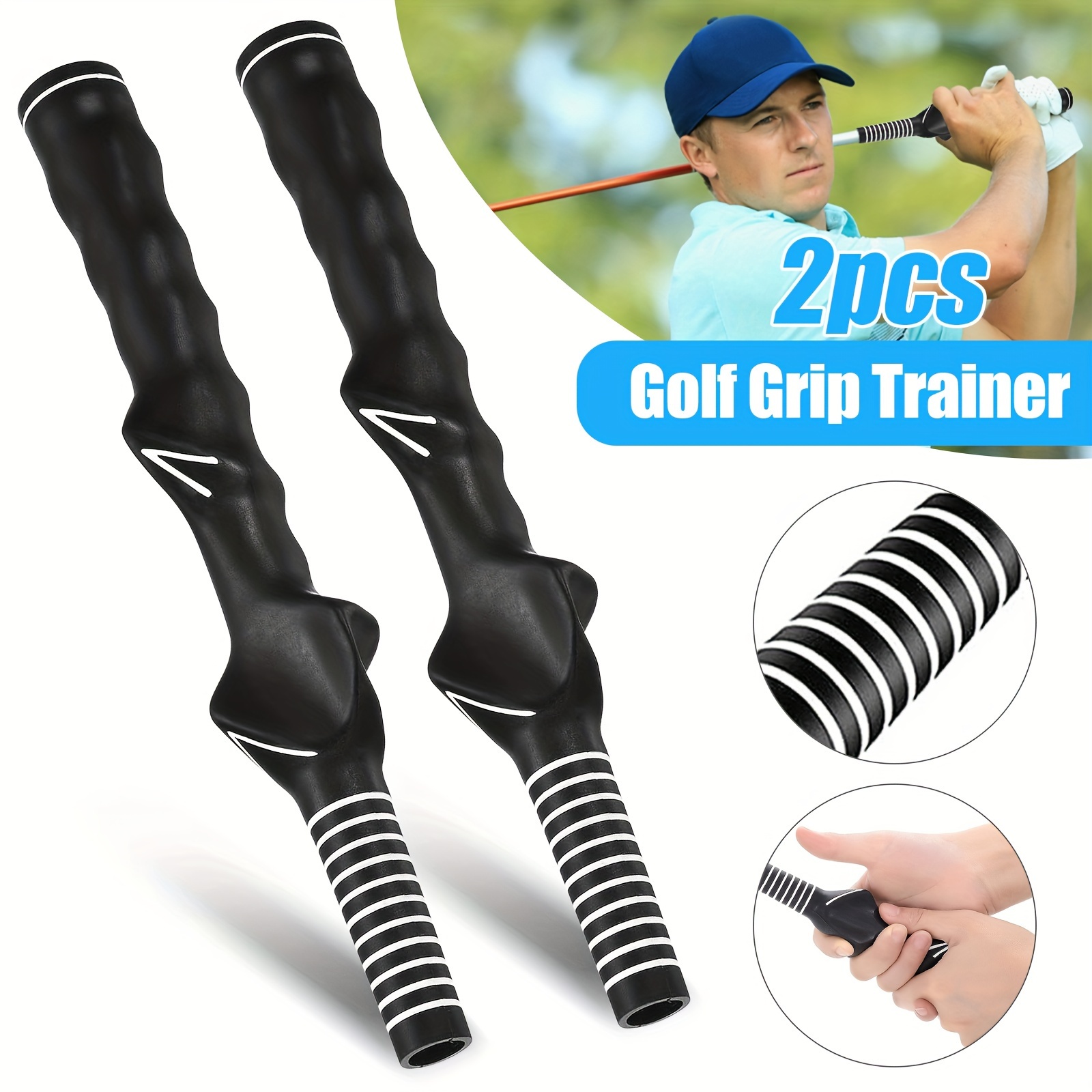

2pcs Right-hand Golf Swing Training Grip, Golf Club Grip Practice Aid, Golf Swing Trainer Accessories For Beginners