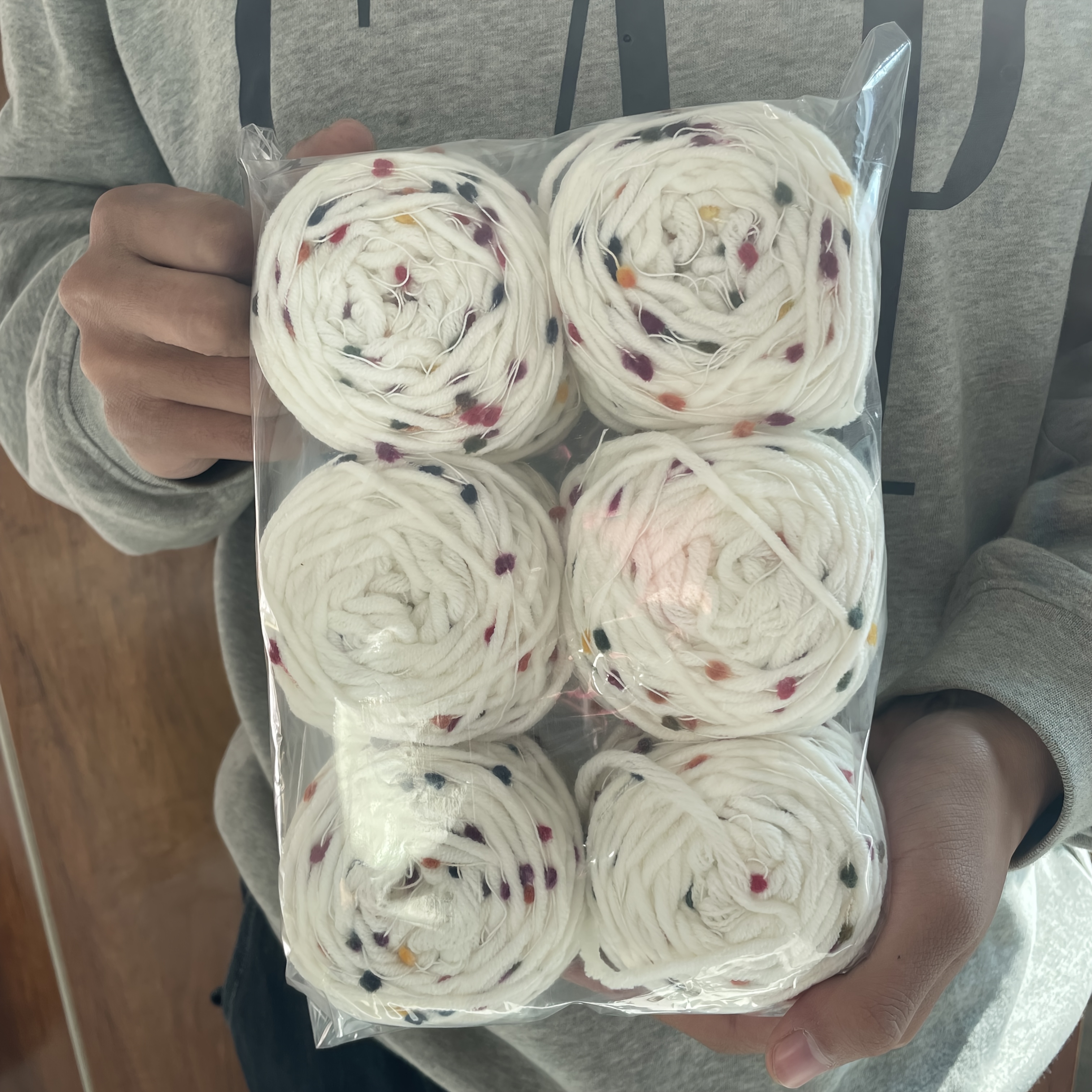 Image of 6pcs Set Of Hand-knitted Soft Mixed Cotton Yarn, Suitable For Dolls, Scarves, Hats, Bags, Clothes, And Shoes