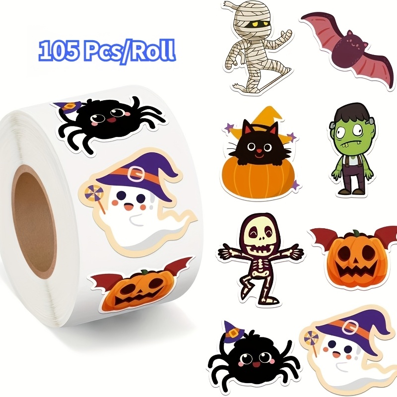 TEMU 105 Fogli/Rotolo Adesivi Graffiti Cartoon Halloween 1 Pollice Motivo Irregolare Design Cartoon Adesivi Ufficio Materiale Scolastico Festivit�