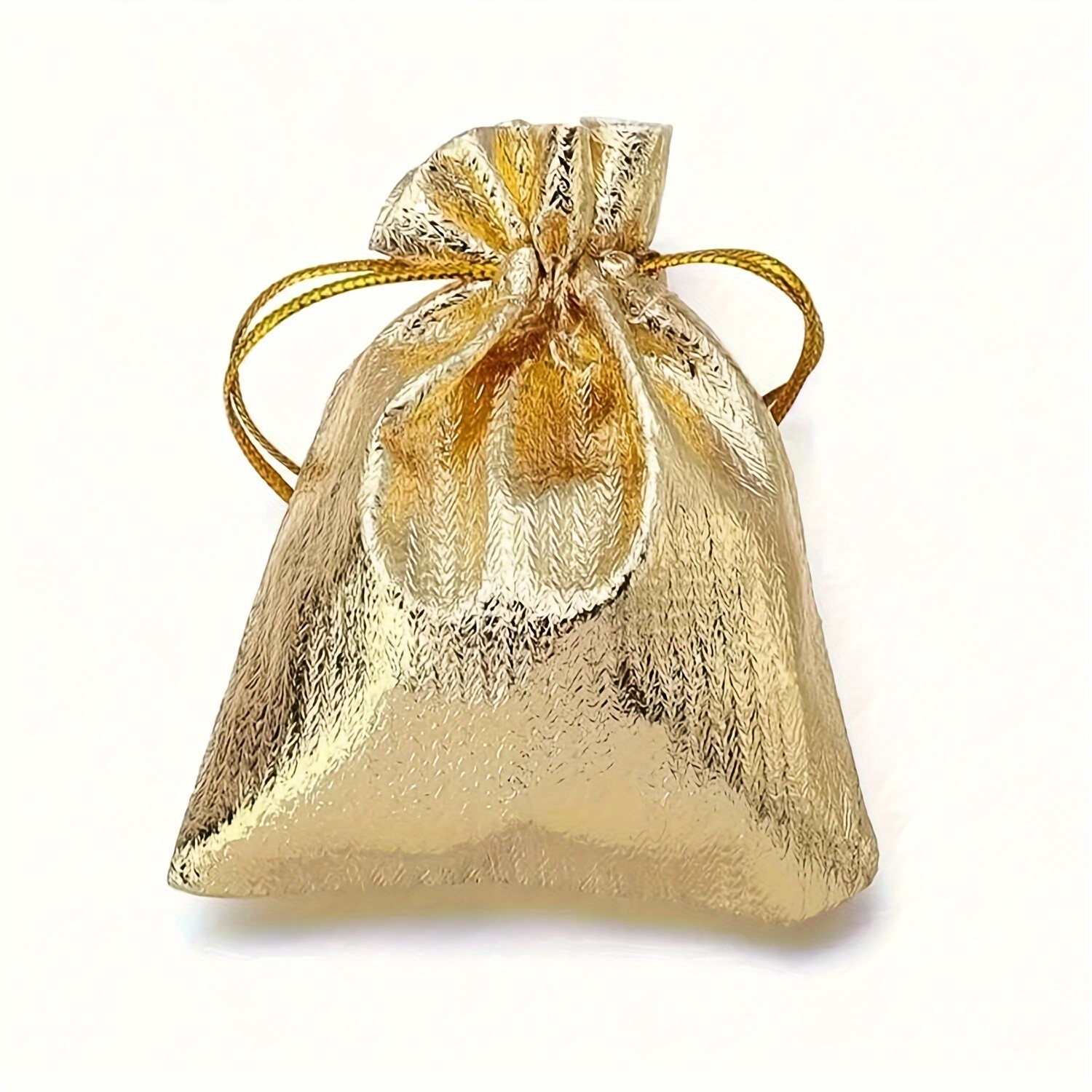 Image of 20pcs Bundle Mouth Golden Color Drawstring Gift Bag Jewelry Storage Bag For Wedding Party Favor Gift Wrapping Bag Candy Chocolate Storage Bags 7*9cm/9*12cm