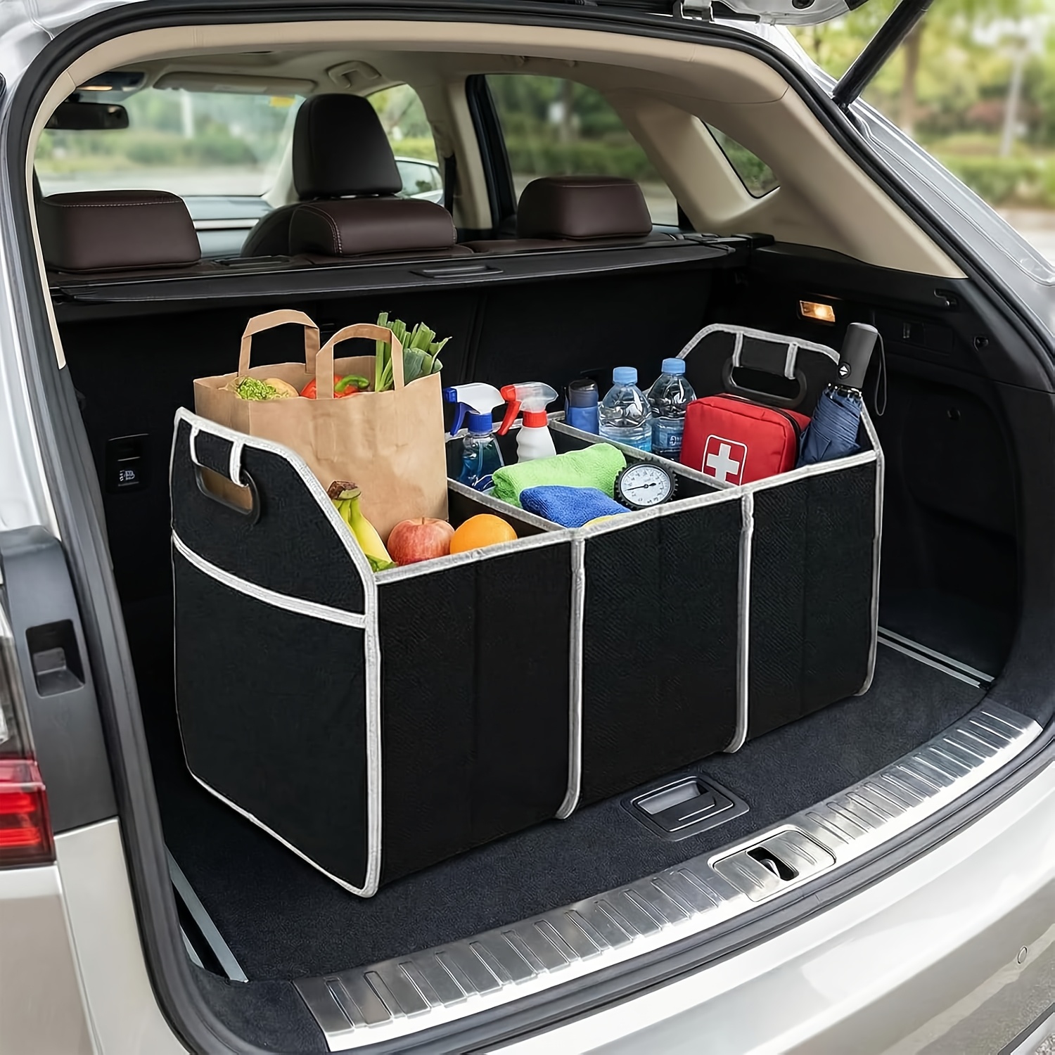 2Pcs Car Trunk Organizer Foldable Storage Organizer 3