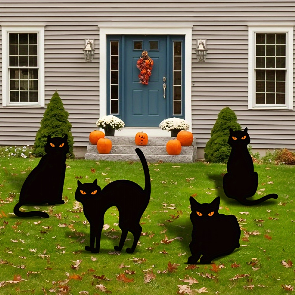 

Outdoor Decoration 15 Inch Metal Scary Black Cat Scary Silhouette With Glow In Orange Eyes Garden Stakes Metal Yard Stakes Decor For Yard Garden Lawn Outdoor Party Ornaments