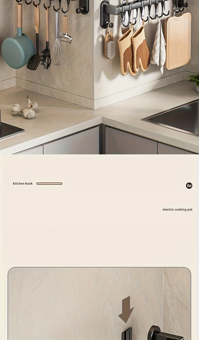 1pc Estante de Almacenamiento Multifuncional para Cocina - Organizador Montado en la Pared de Plástico Duradero con Adhesivo sin Clavos y Tornillos Perforados, Diseño Elevado Ampliado para Utensilios, Cuchillos, Condimentos, Palillos, Trapos - Ahorro de Espacio en la Organización de la Cocina, Aspecto Moderno y Elegante | Construcción Robusta, Organizadores y Almacenamiento de Cocina