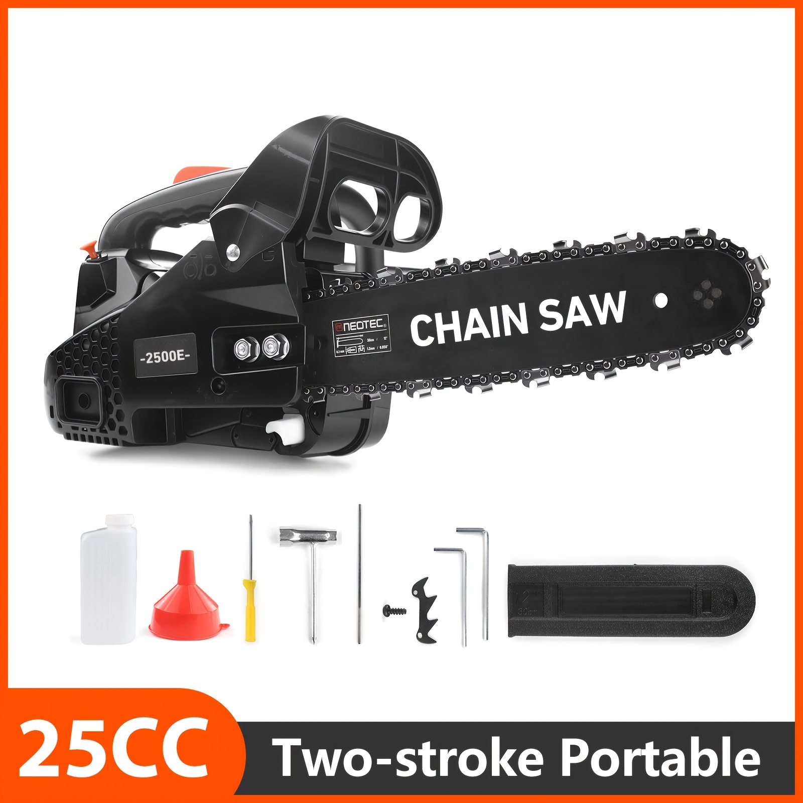 TEMU 25.4cc 12" Gasoline Chainsaw Gas Powered Wood Cutting Engine Gas Chain Saw, A Portable Two-stroke Model, Is A Powerful Handheld Suitable For