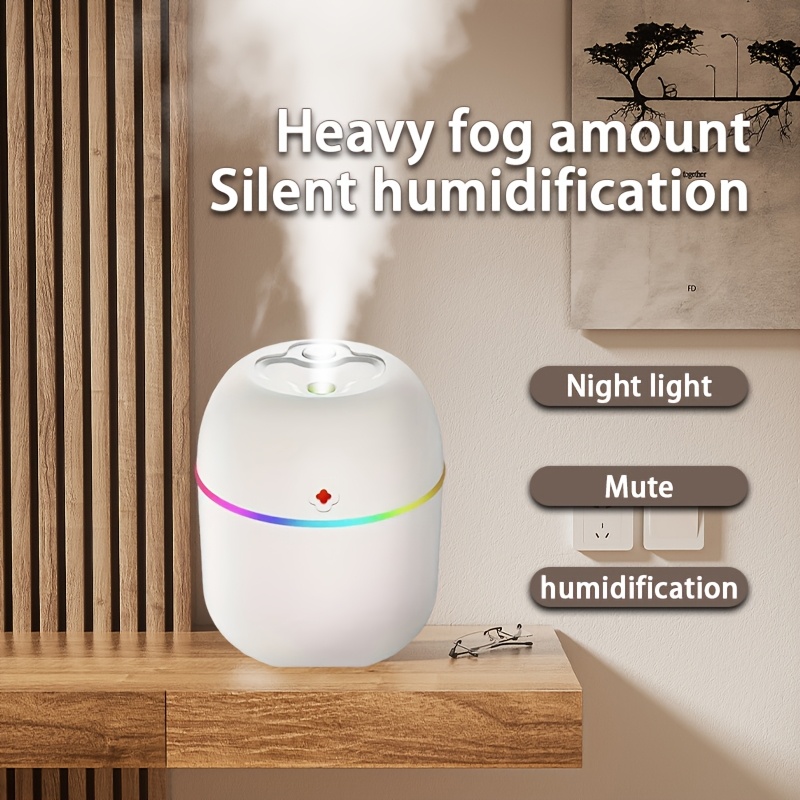 USB-Powered Humidifier - Modern White Design with Colorful Accents, Ideal for Bedroom, Living Room, Desk, and Car - Enhances Ambiance with Soft Glow, Bedroom Humidifier | Modern Humidifier | USB Powered Device, Humidifier for Home