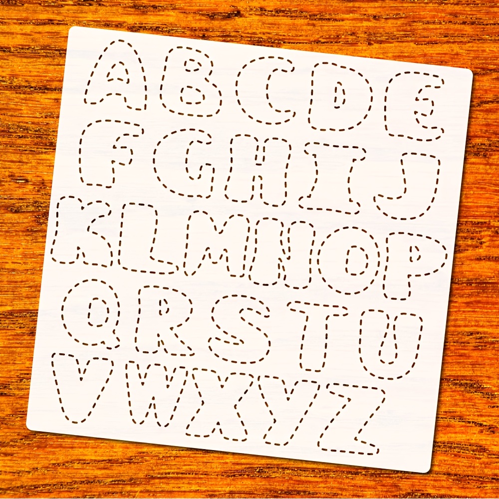 

1pc Reusable Alphabet Stencil, Plastic Letter Embroidery Template, Quilting Dots Pattern, Diy Art For Wall Wood Signs, Fabric, Journal Decor