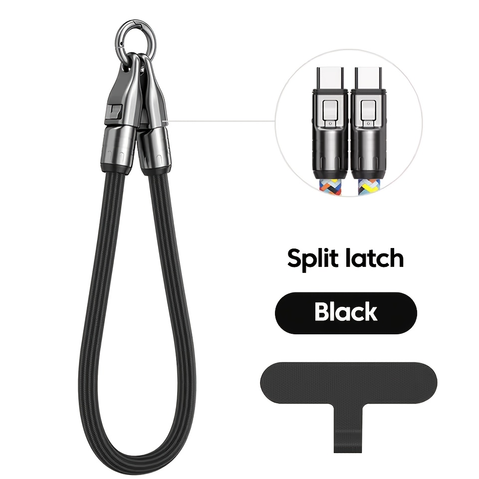 Image of Keychain Usb C Charger Cable Short 240w 5a Fast Charging Cord Lanyard 240w Usb C To Type C Fast Charging Cable Pd Usb Type C Data Cord For Iphone 17 16 15 Macbook Ipad Xiaomi 35cm Portable