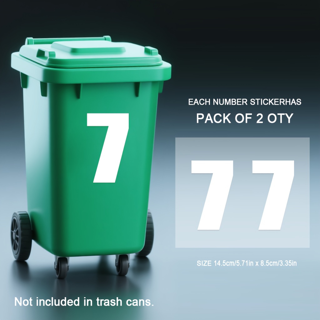 TEMU Lot de 2 autocollants numérotés très résistants - 5,7" (14,5 cm) étiquettes autocollantes pour poubelles | Qualité commerciale, résidu | Idéal