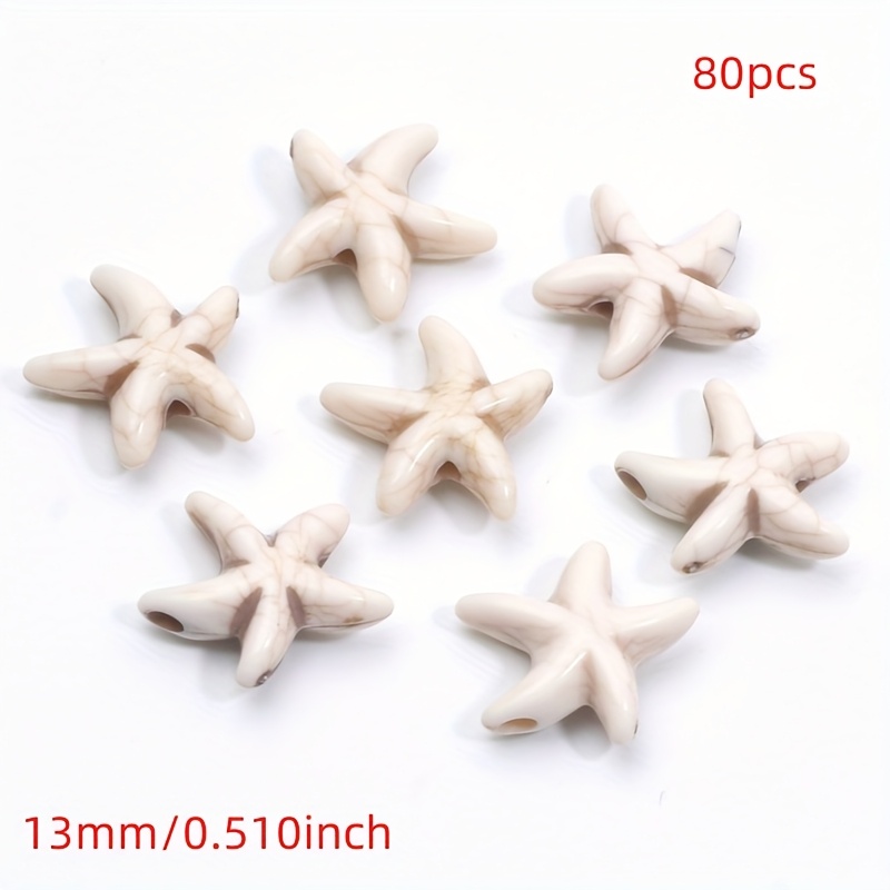80pcs Of 13mm Cracked Acrylic Starfish Beads For Necklace Pendants And Decorations