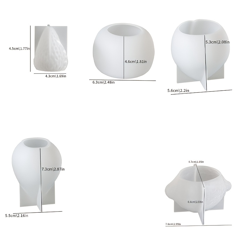 TEMU Set da 5 stampi DNEJIU in silicone per frutta non adatti per candele e resina - Stampo realistico per limone, mela, , fragola, pesca per