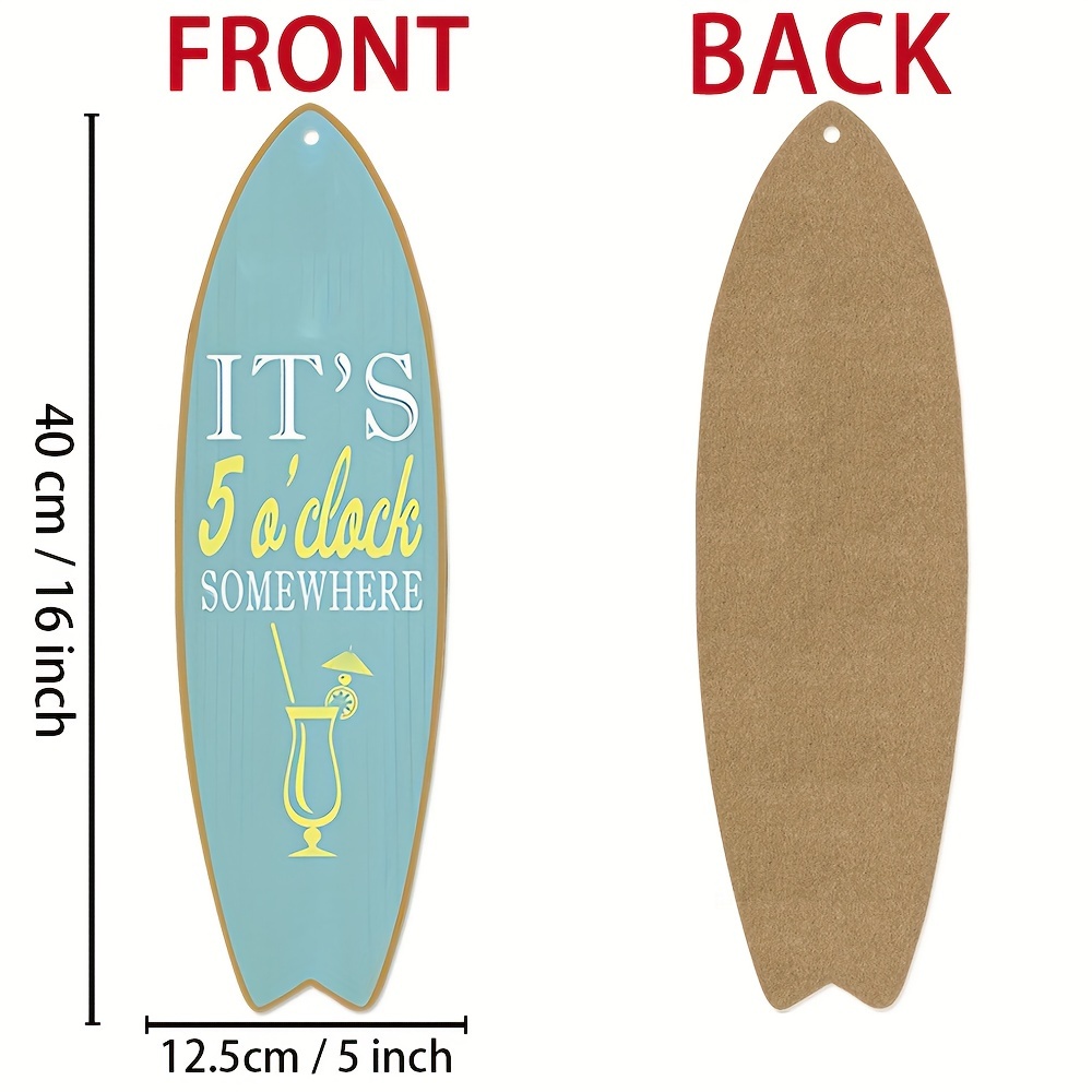 Wooden Surfboard Sign 's 5 O'clock Somewhere Summer Beach - Temu