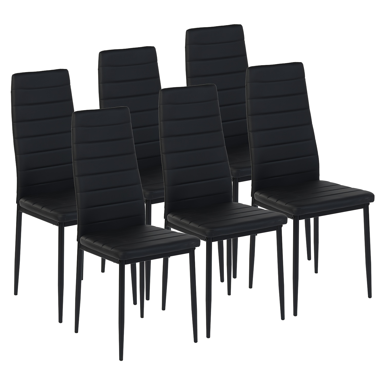 Image of Dining Chairs Set Of 6, Dining Chairs And Ergonomic Seat Kitchen Chairs For Dining Room, Kitchen And Office Furniture, Metal Legs, Black