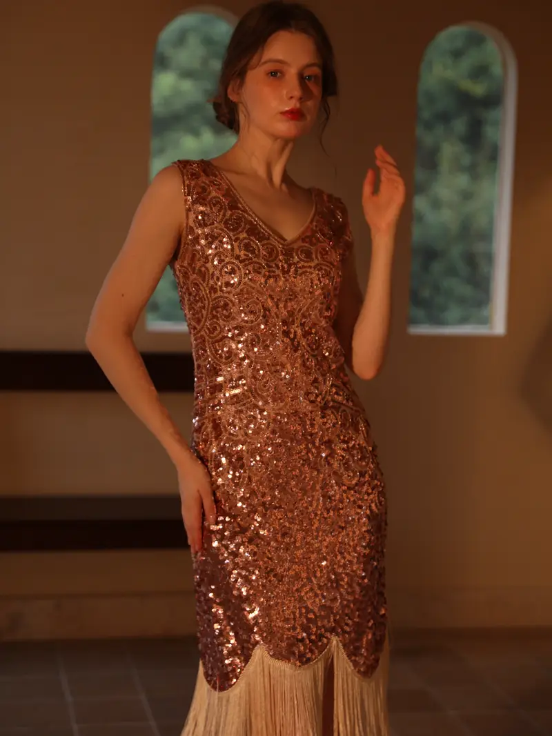 1920s sequin tassel backless dress vintage sleeveless - Temu Mauritius 1920s sequin tassel backless dress vintage sleeveless - Temu Mauritius