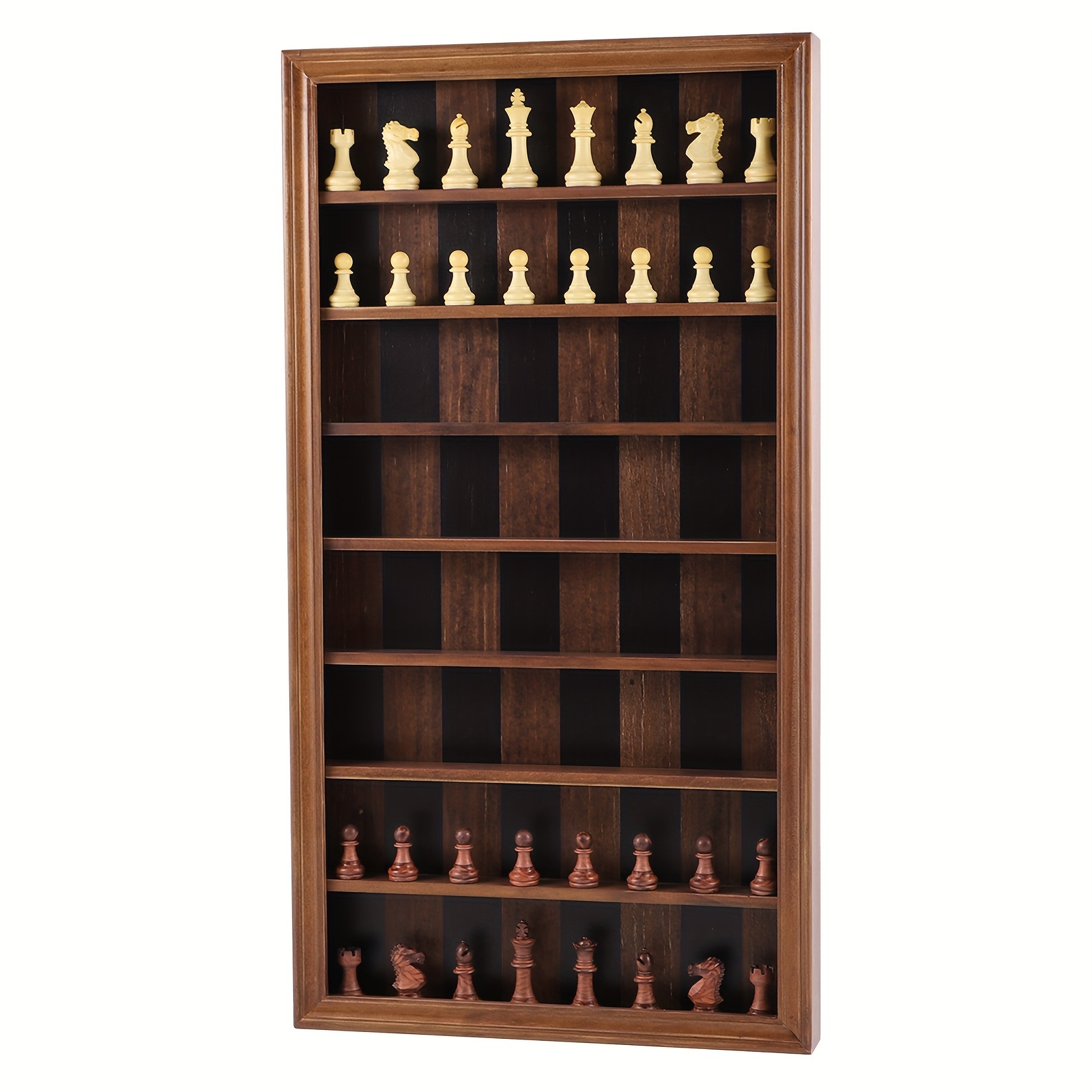 

Wall Mount Chess Board Game Wooden Vertical Hanging Display Case Decor For Home (flame)