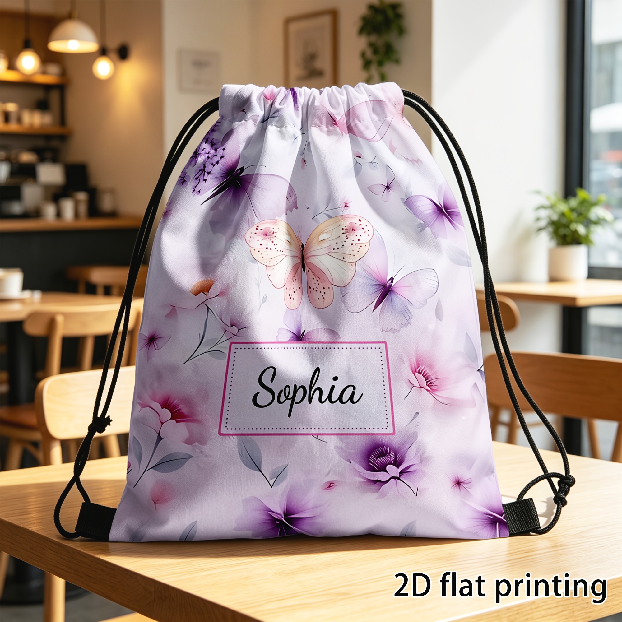 TEMU a sacca rosa personalizzato con coulisse, per regali, personalizzato con il tuo / design a , borsa per feste, baby shower, - Chiusura lavabile a