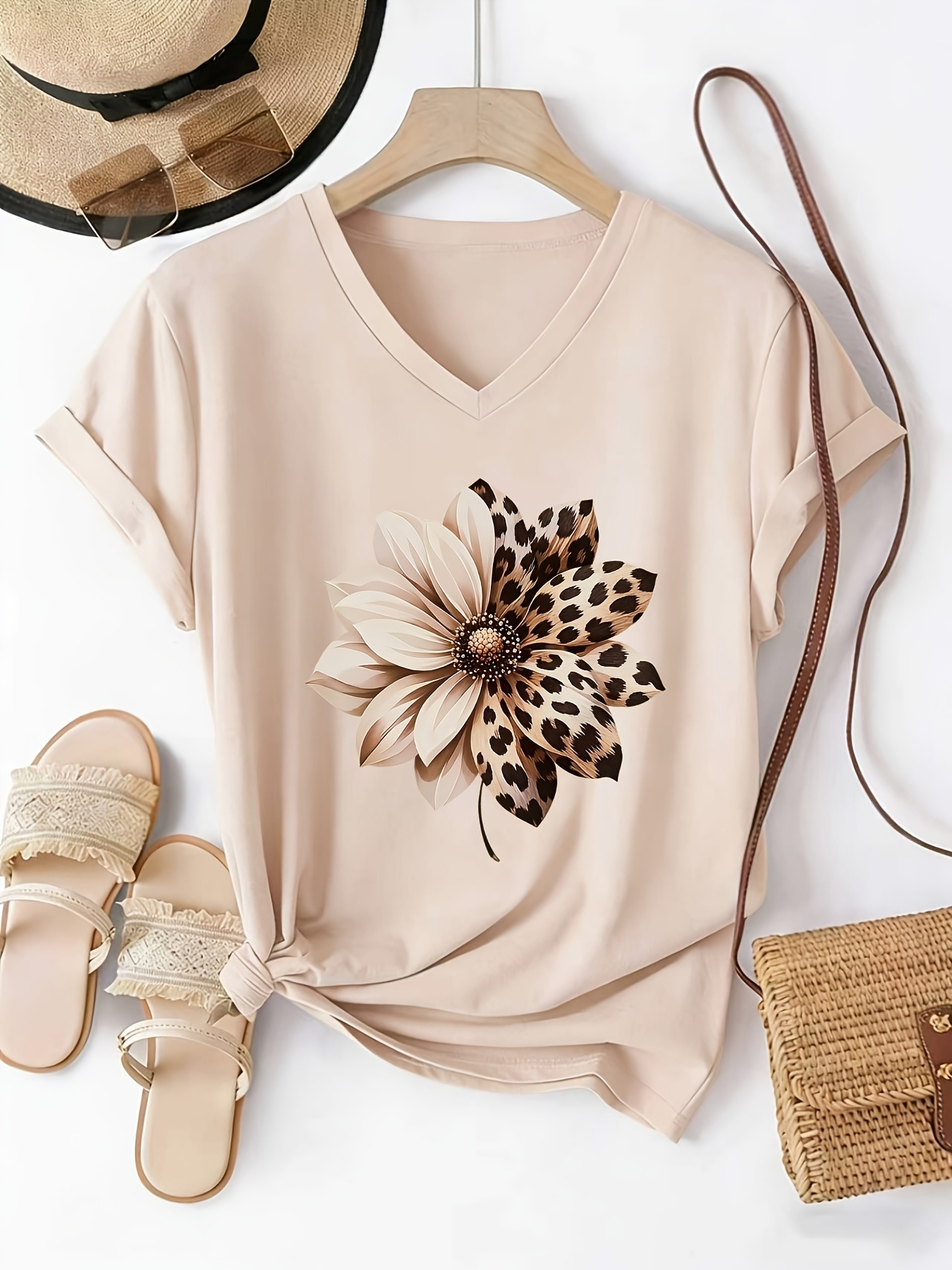 womens v neck short sleeve t shirt lightweight loose fit blouse suitable for casual sporty wear spring summer breathable top with v neck collar machine washable opaque shirt for daily outfits gym and layering