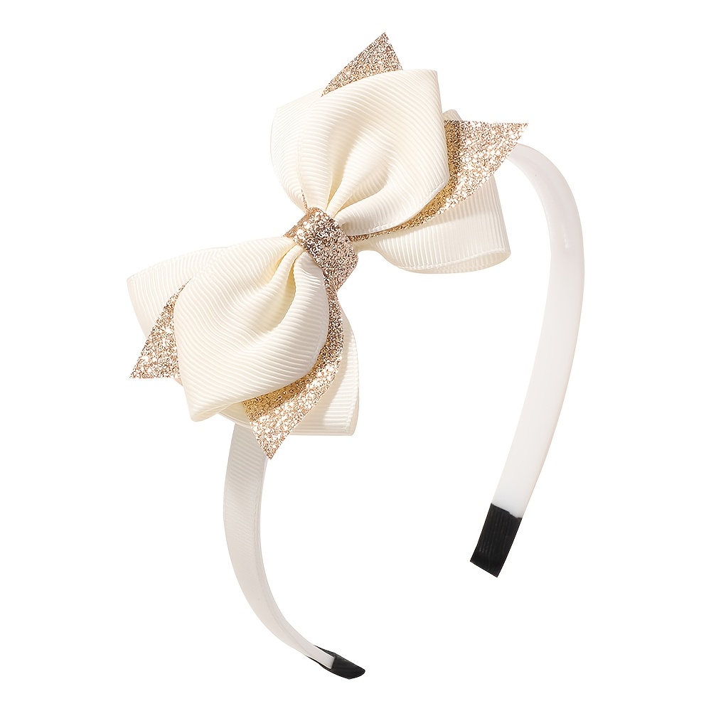 Image of 1pc Fashion Fashion Bow Headband Cloth Glitter Solid Color Headband Holiday Party Ponytail Dress Up Headband Princess Additions School Style Additions Hair Additions Hairstyle Design Best Gift Design