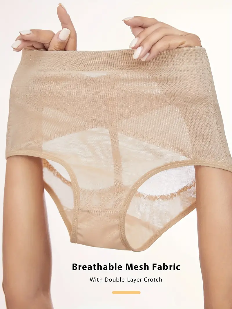 Solid Mesh Shaping Panties Tummy Control Compression Panties - Temu