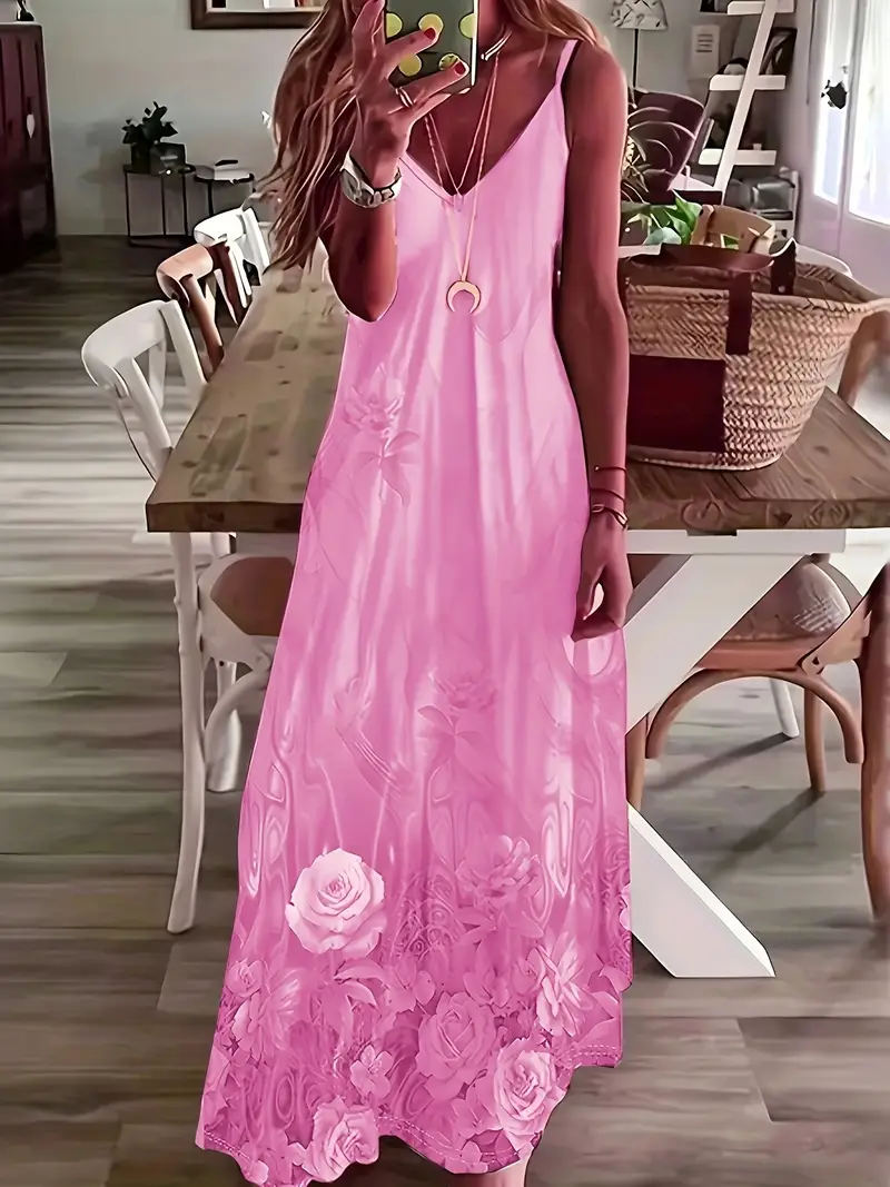 floral print cami dress casual v neck sleeveless maxi dress - Temu floral print cami dress casual v neck sleeveless maxi dress - Temu
