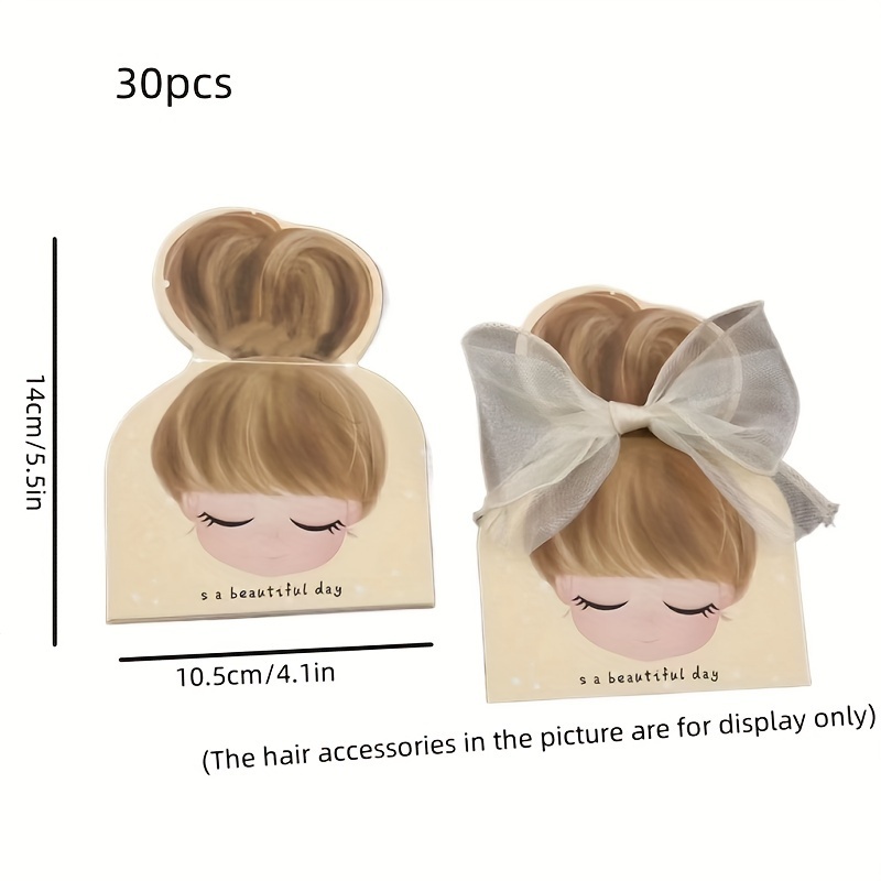 TEMU 30pcs Cute Little Girl Themed Diy Craft Cards For Hair Accessories - Exquisite Gift & Decoration Packaging, Birthdays & Boutique Hair Accessory Display