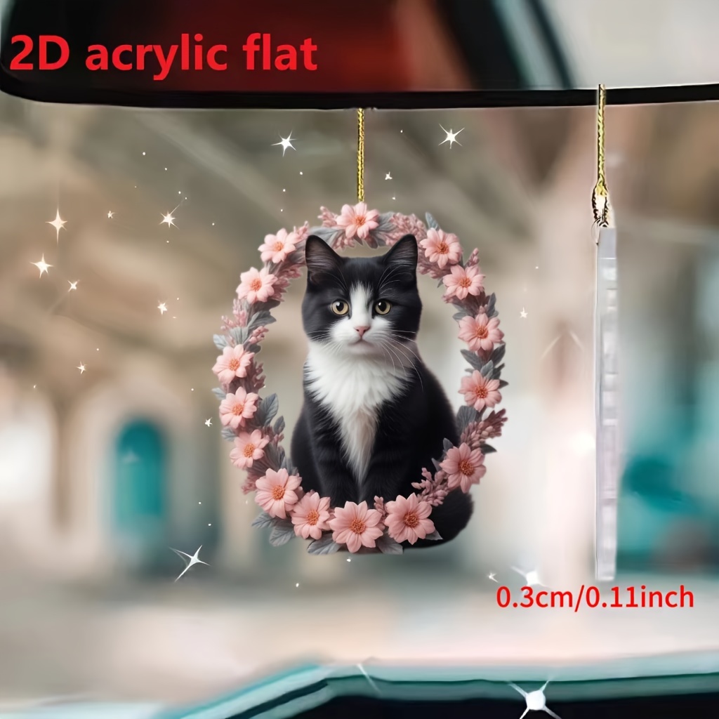 

1pc Wreath Cat - Car , Keychain For Backpacks, Decor