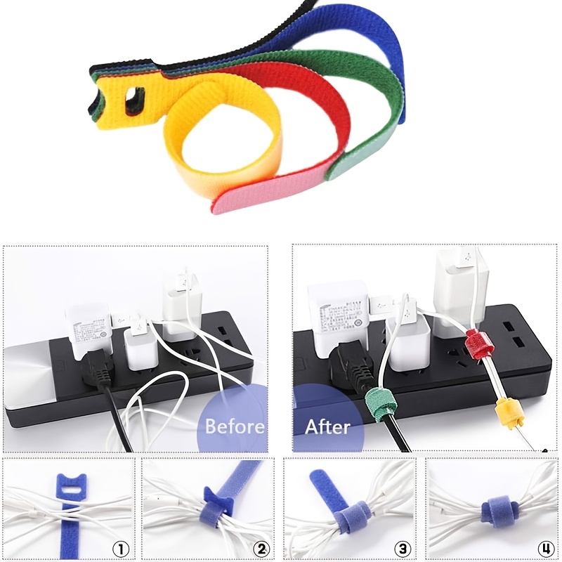 140pcs Reusable Hook And Loop Cable Ties, 15.24 cm