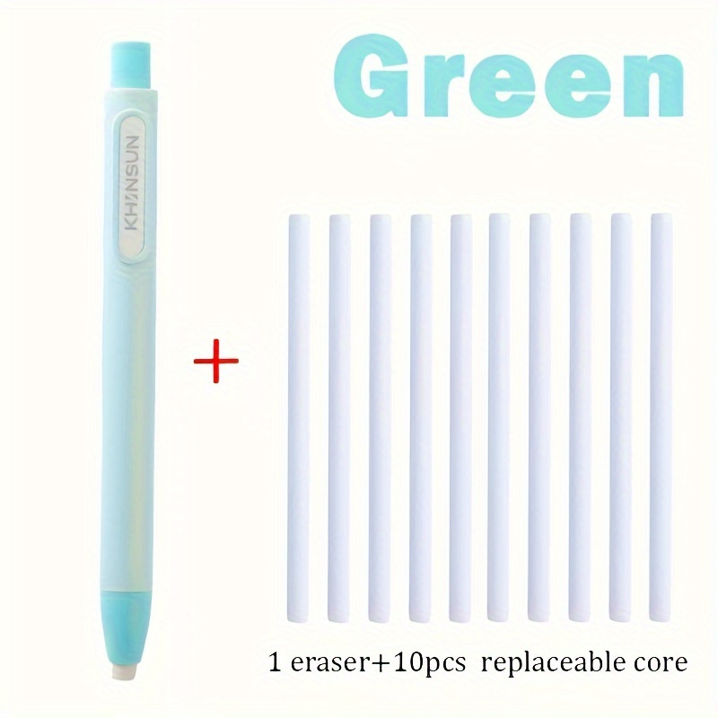 

1+5pcs Pen-shaped Press Down Eraser With Refillable Lead, Fine & Drawing Eraser Set, Plastic, No , For 14+, Stationery Supplies