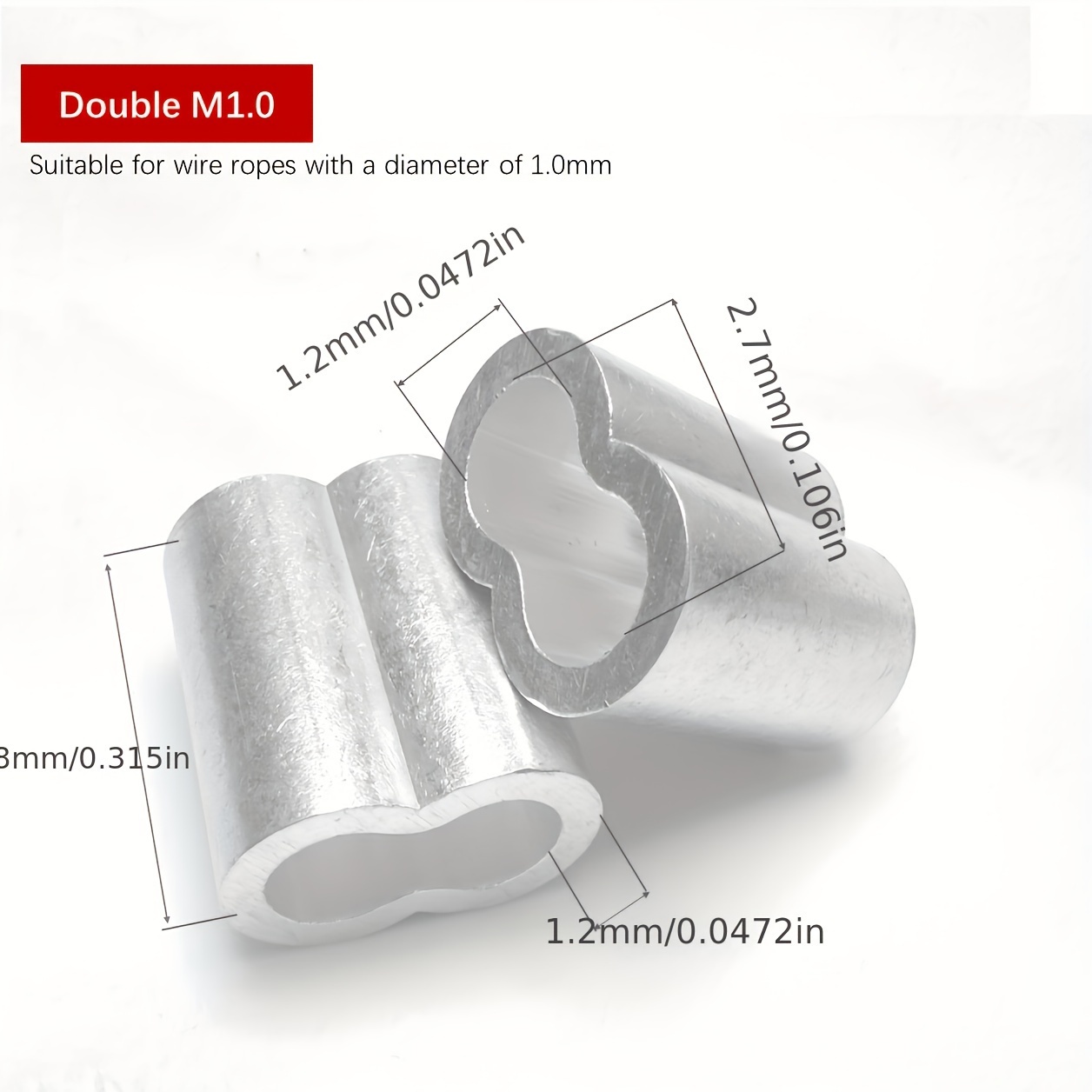 100pcs Aluminum Crimp Sleeves - Durable Wire Rope Clamps & Fishing Connectors, Double Design For Tubing