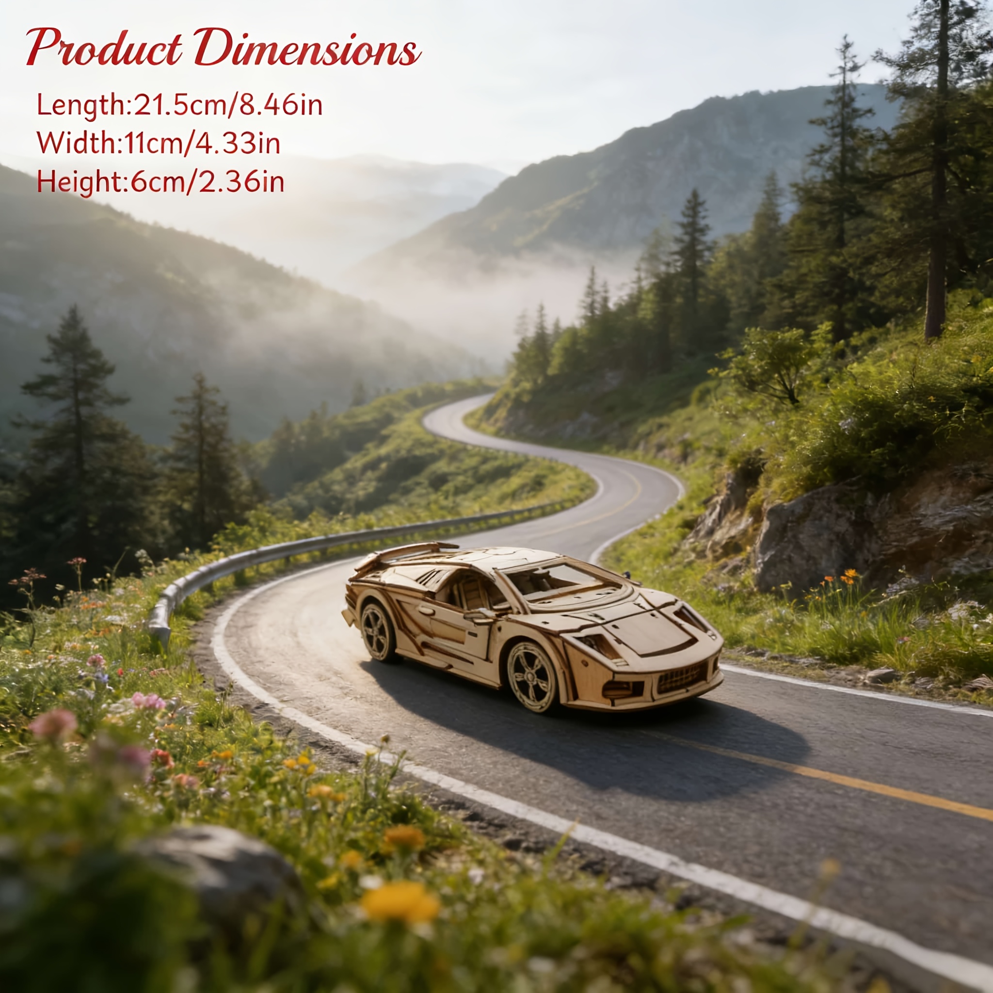 Image of Sports Car 3d Wooden Puzzle Model | Perfect Gift For Easter, Valentine's Day, And Birthdays, Non-toxic, Educational For Concentration, Color