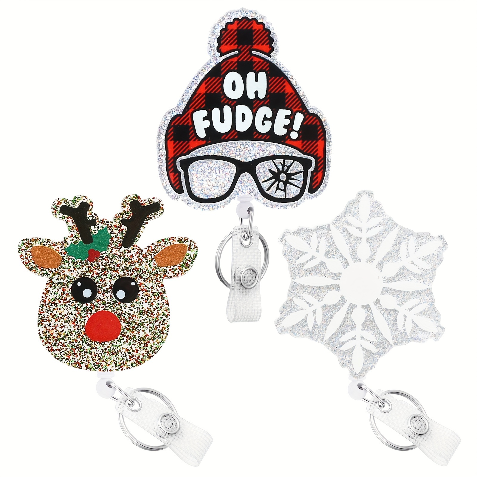 

Cookooky Retractable Badge Reel With Alligator Clip - Cute Christmas Elk, Santa Hat & For Nurses, Students, And Office Staff