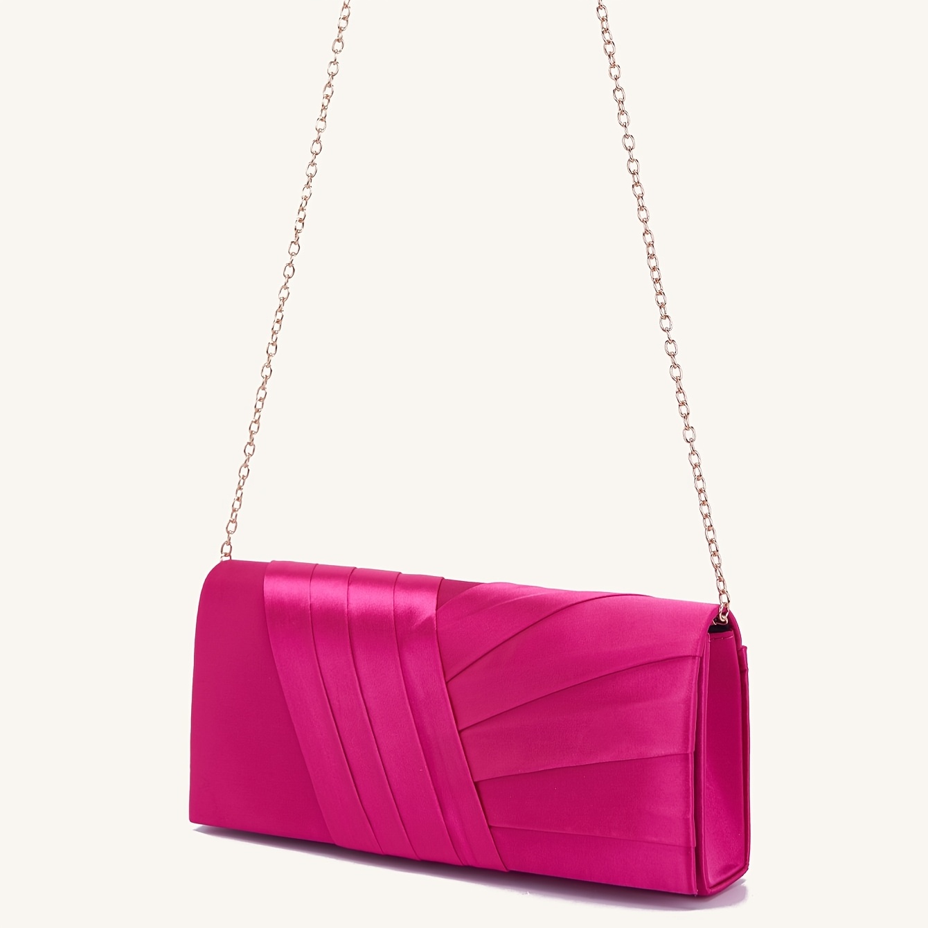 TEMU Satin Pleated Chain Evening Bag With Crossbody Strap