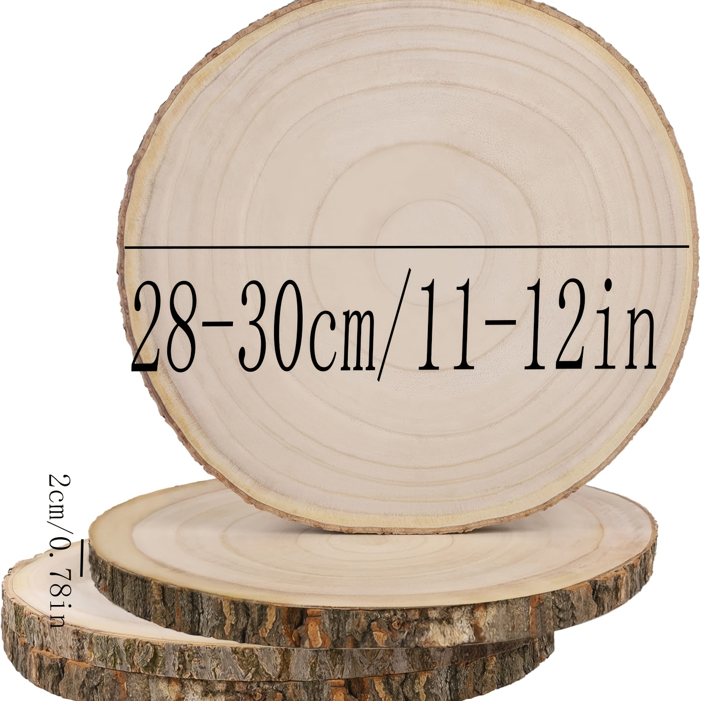 Image of 4pcs Natural Wood Slices With Tree Bark (11-12 Inch) - Unfinished Craft Wood Circles For Christmas Ornaments, Rustic Wedding Decor & Coasters Making