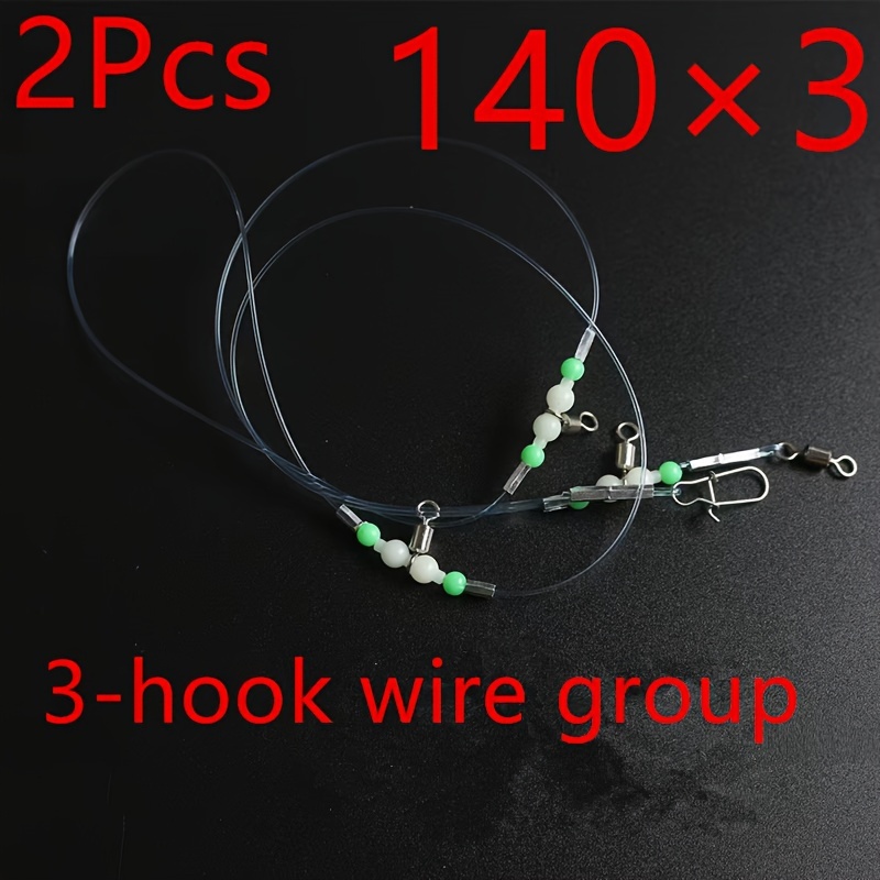 2 Durable Fishing Nylon Line String Sets, Luminous Beads, Luminous Gourd Swivel - Stainless Steel Pins - Used With Fish Hooks - Your Boat Fishing And Sea Fishing Needs -