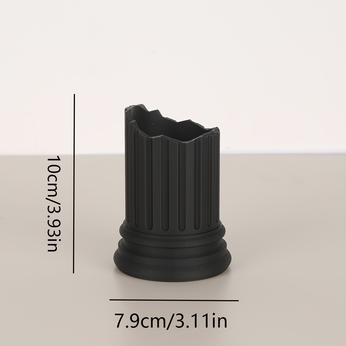 Sculpture Style Marble Column Shaped Pen Holder, Desktop Organizer, Pencil, Brush, Pen Storage, Desktop Organization, Home Decoration, Office Desktop Storage, Supplies, Plastic Material