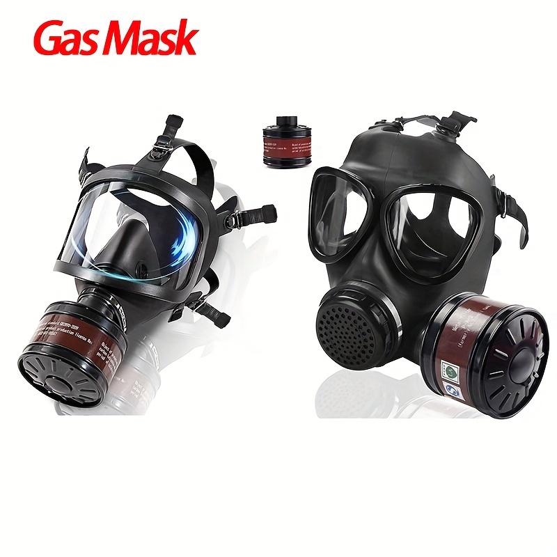 Máscara de gas de cara completa, máscaras de gas de supervivencia nuclear y  química con filtro de carbón activado, máscara de respirador reutilizable  para gases, vapores, polvo, productos químicos