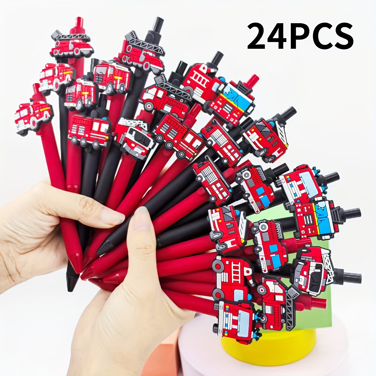 16/24pcs Fire Truck Series Ballpoint Pens For Fire Safety Awareness Campaign