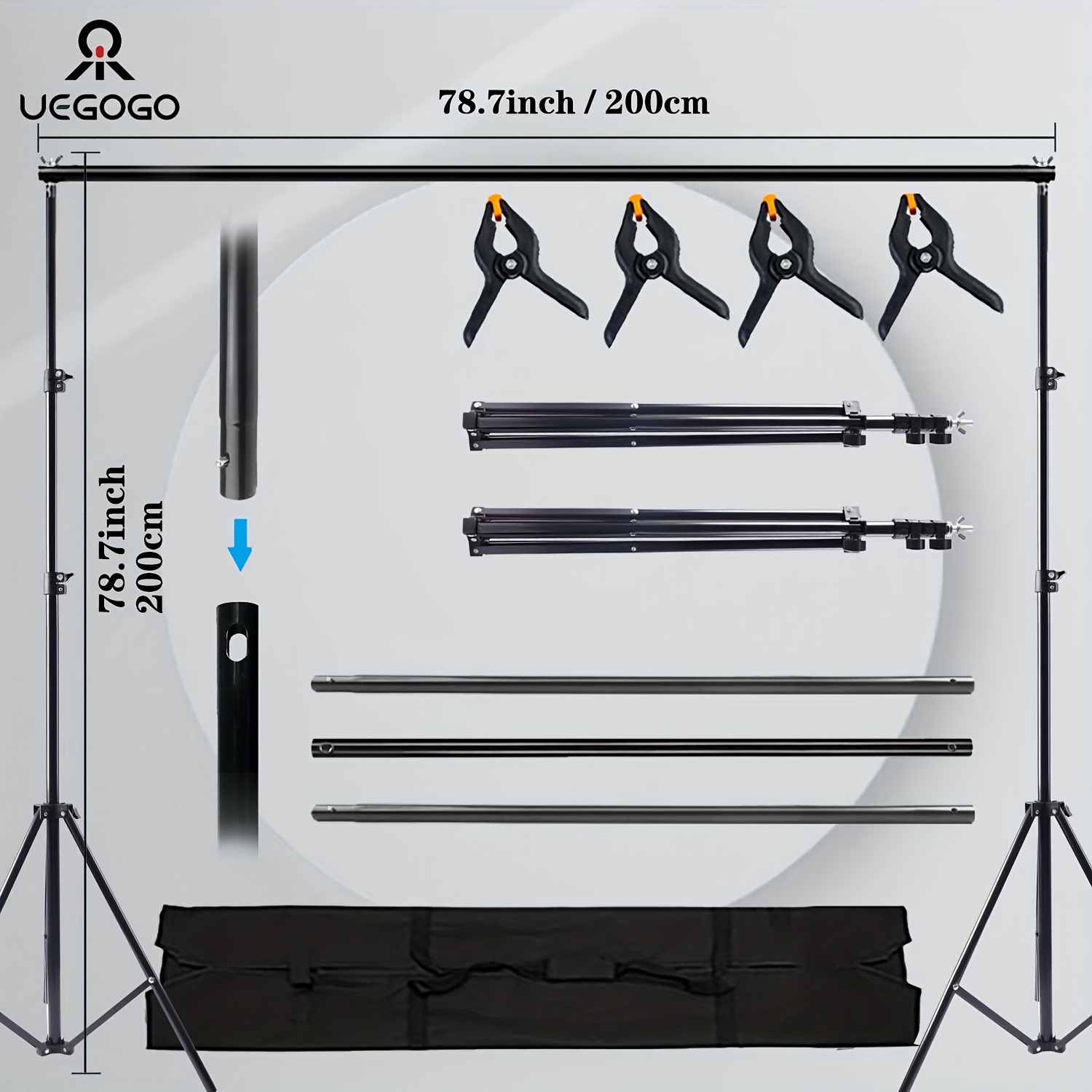 Tragbares Fotohintergrund-Set - Verstellbarer Ständer Mit Clips Für Studioaufnahmen