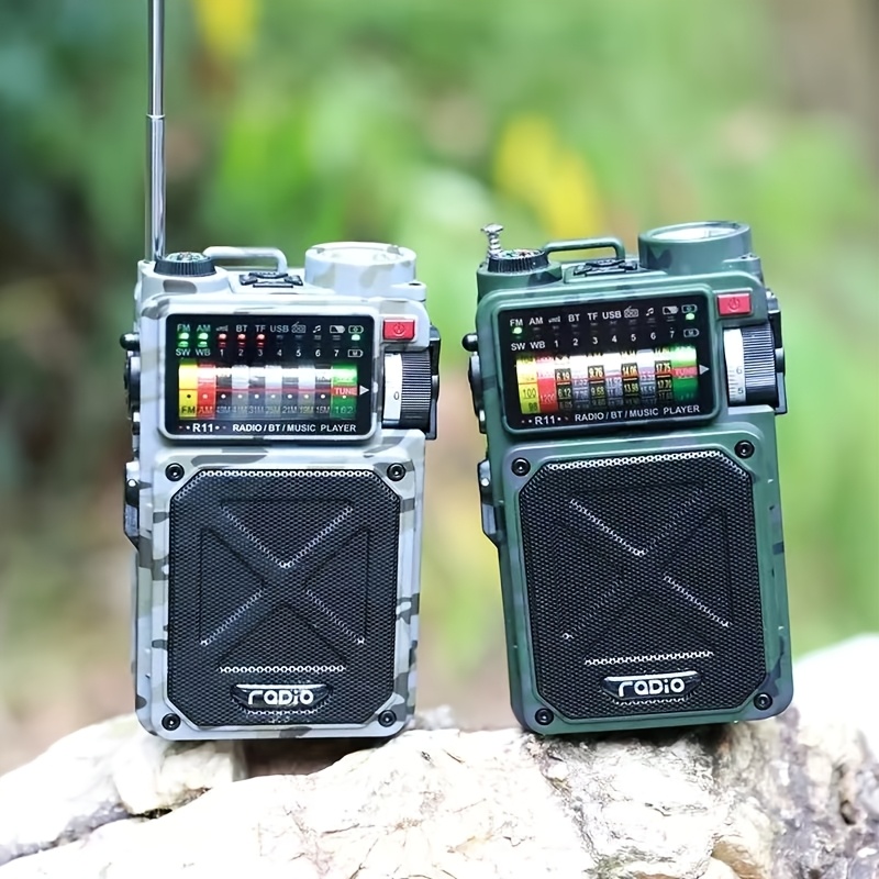multifunctional full band radio 4000mah hand crank solar radio with 5w speaker wireless   flashlight sos alert and white noise suitable for emergency     survival outdoor exploration   style gift 0