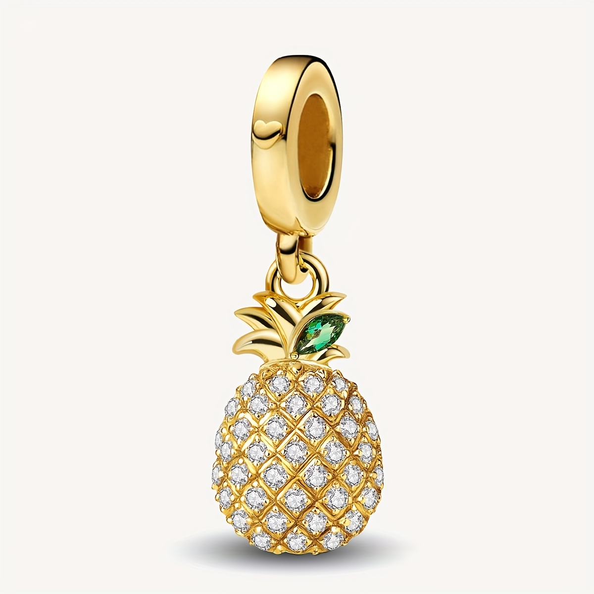 Image of 1pc Pineapple Pendant, 925 Silver Plated Pendant Fit Bracelet Bangle Necklace, Jewelry Making Additions Valentine's Day Mother's Day Gift For Women