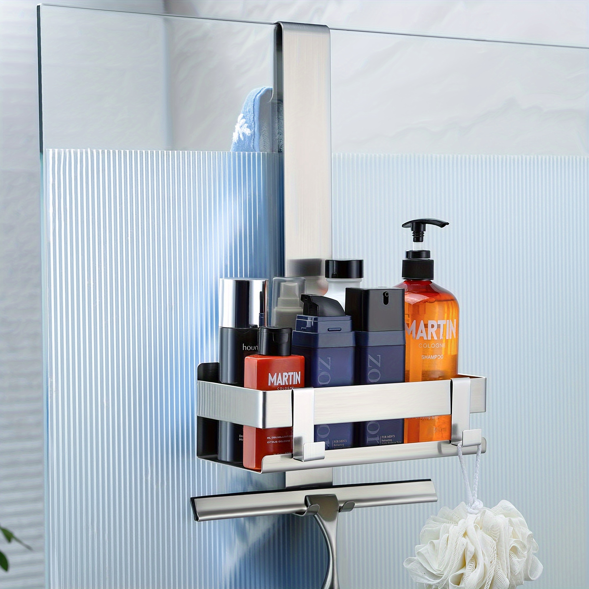 

Stainless Steel Shower Caddy With Hooks - No-drill, Rust-resistant Bathroom Organizer For Shampoo & Soap