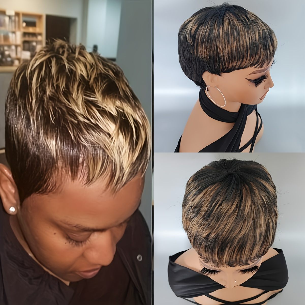 Temu Summer Short Style Wig Synthetic Wigs For Women For Party Use-image