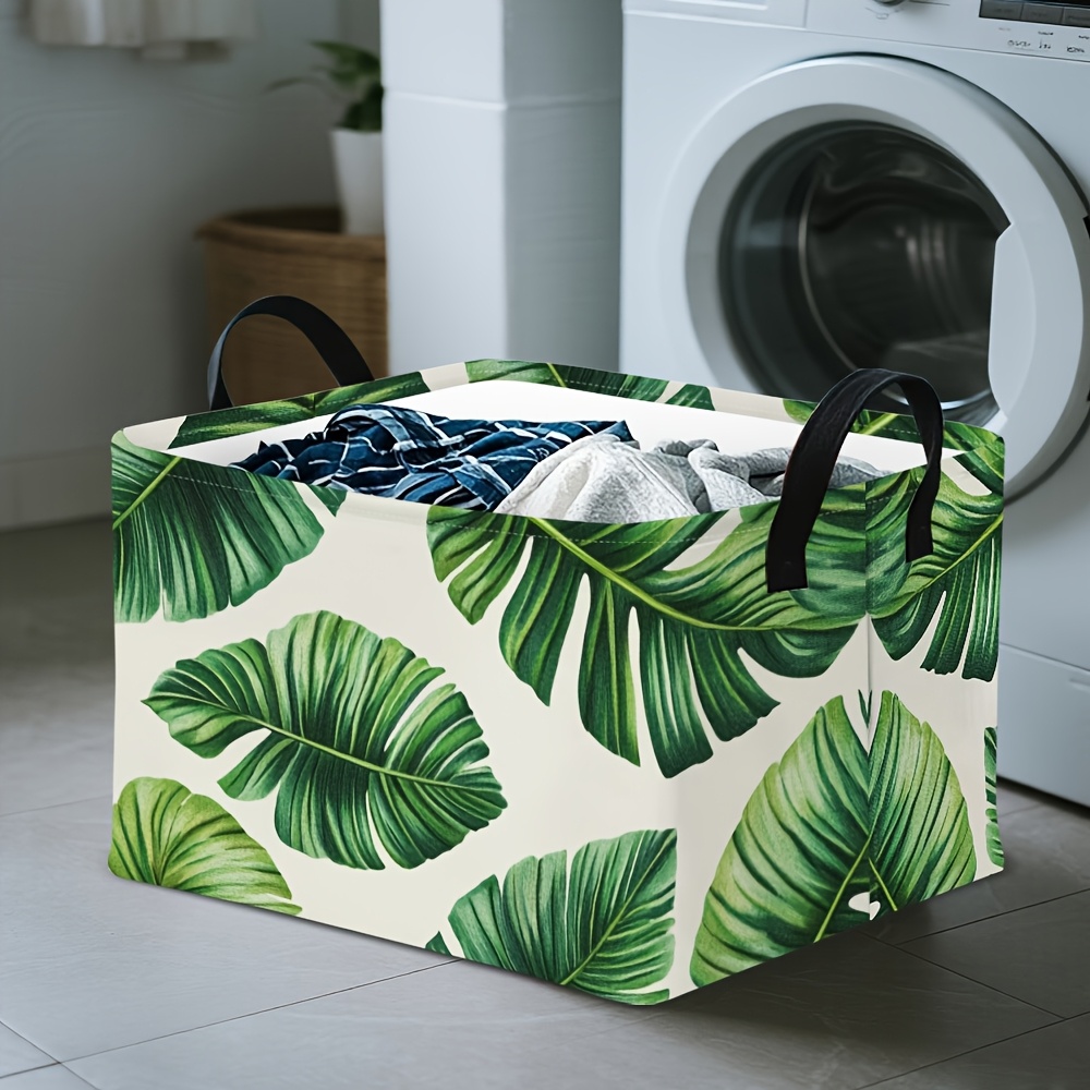 TEMU 1pc, Panier de rangement ouvert grande en feuille de palmier tropical - Panier d'étagère, parfait pour les appartements, les résidences